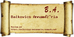 Balkovics Annamária névjegykártya
